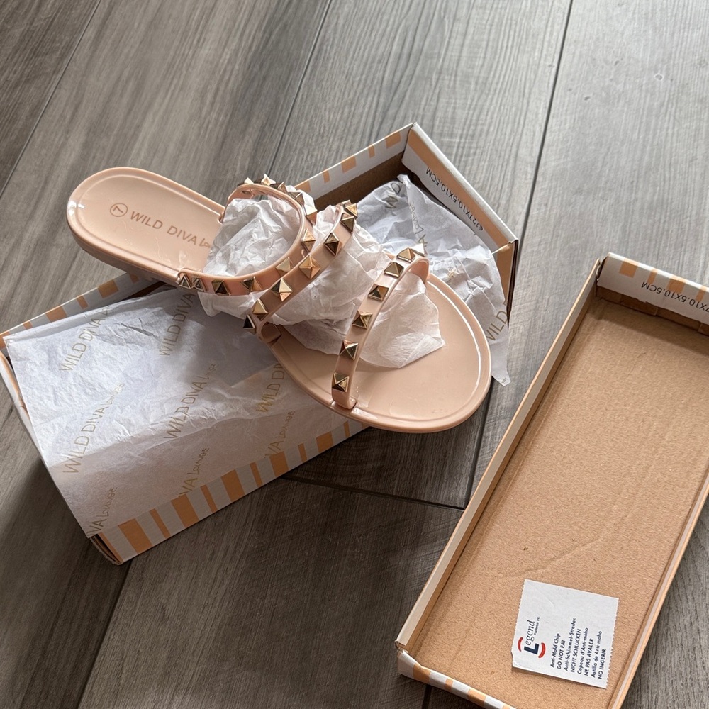 Wild Diva Women's Blush Studded Sandals